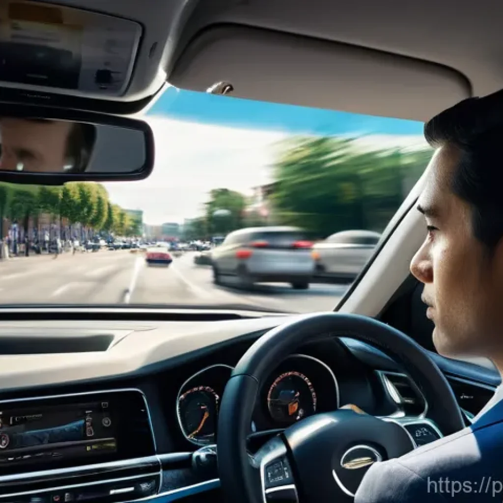 도로교통사 실무에서의 문제 해결 능력 - **A Focused Driver with a Mental Map:** A person in their late 30s, with an attentive and calm expre...