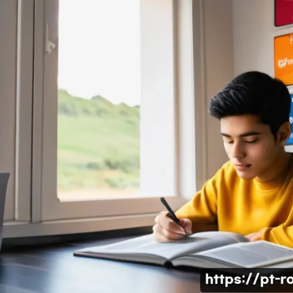 도로교통사 실기시험 준비를 위한 자료 - **Prompt:** A young adult, around 20 years old, male or female, sits comfortably at a modern desk, d...
