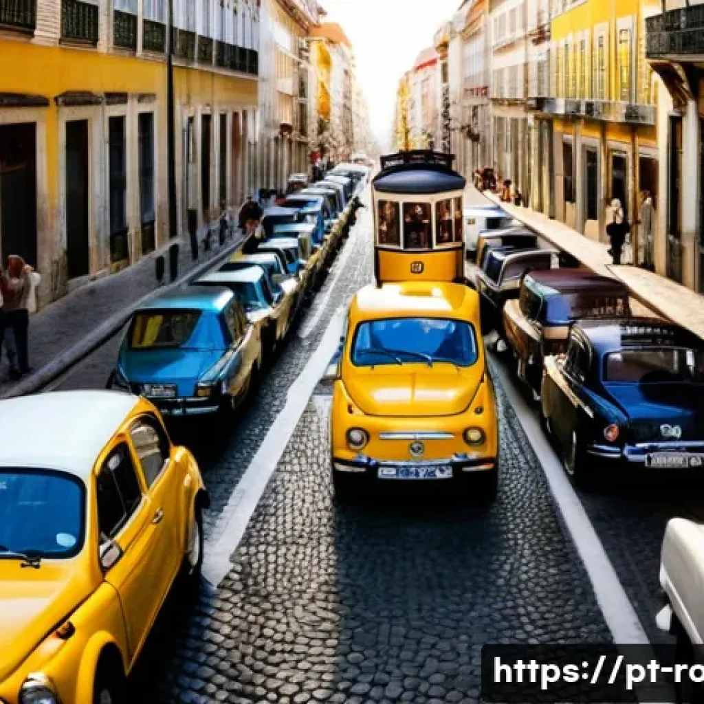 도로교통사 이론과 실무 차이점 - **A Busy Lisbon Rush Hour Scene**
    A dynamic, high-angle shot of a bustling street in central Lis...
