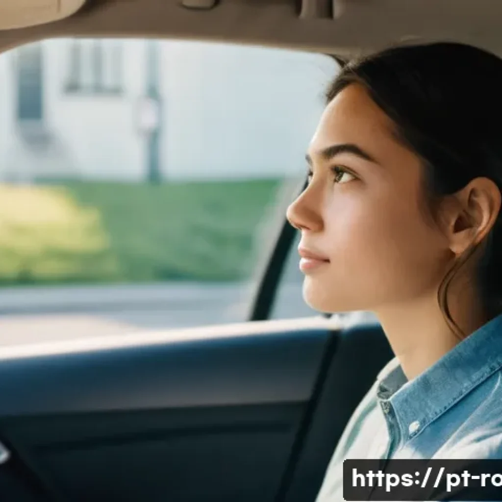 도로교통사 실기시험 준비에서 실수 줄이기 - **Prompt:** A young adult, male or female, seated confidently in the driver's seat of a modern, clea...