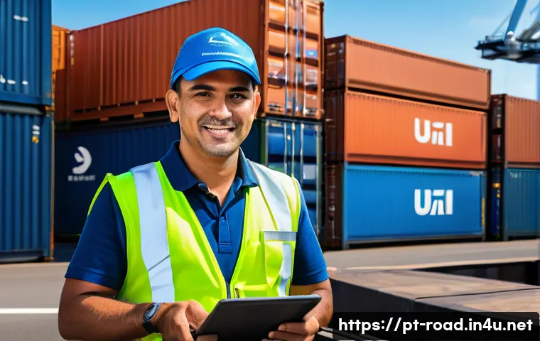 도로교통사 경력직 연봉 상승 사례 - A professional Brazilian truck driver wearing a high-visibility safety vest and a cap, standing conf...