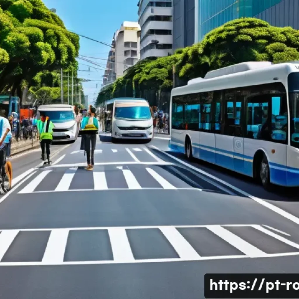 도로교통사 자격증과 관련된 산업군 - A busy urban street scene in a major Brazilian city during daytime, showing a well-organized traffic...