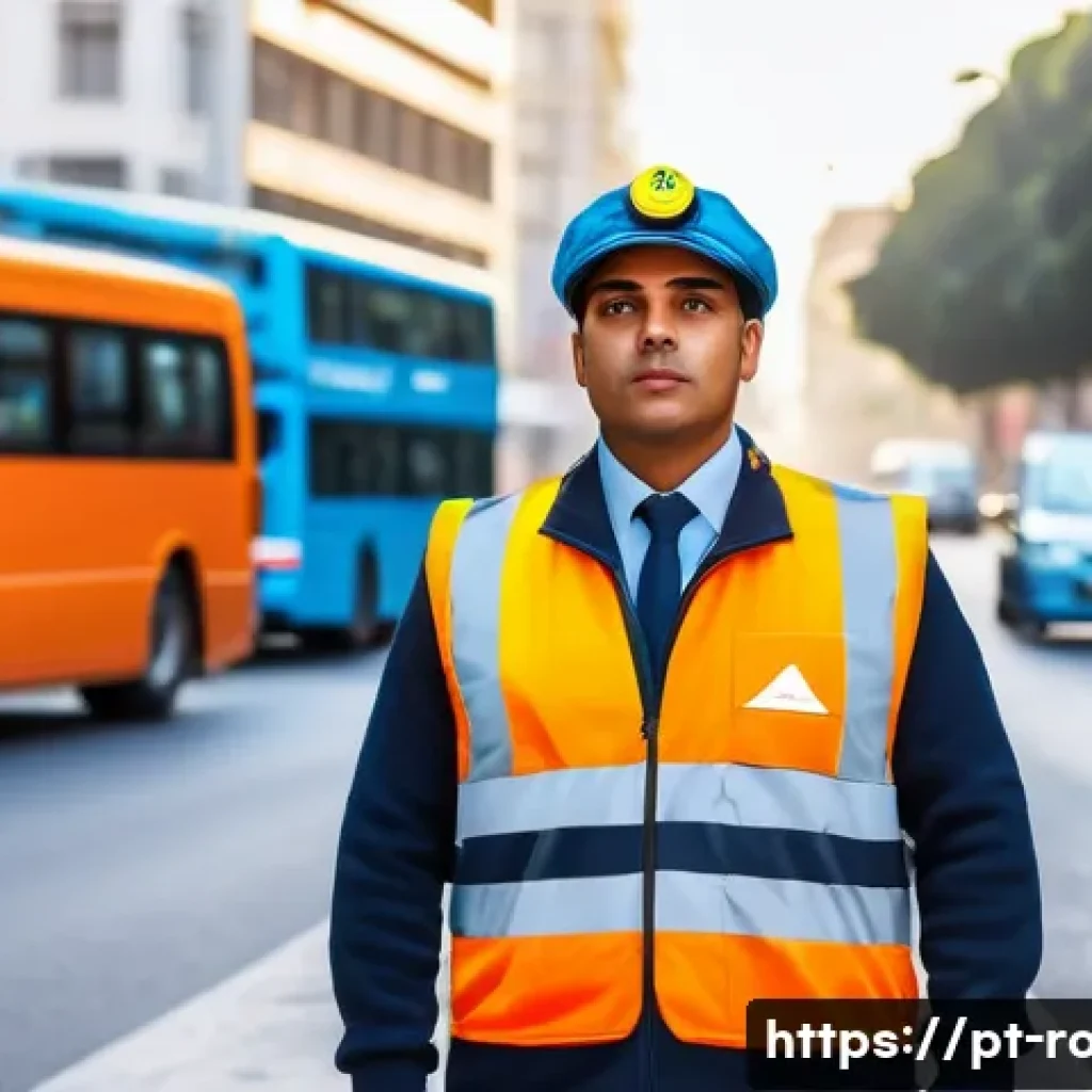도로교통사 관련 직업의 연봉 수준 - A Brazilian traffic inspector in a vibrant urban setting, wearing a full official uniform including ...