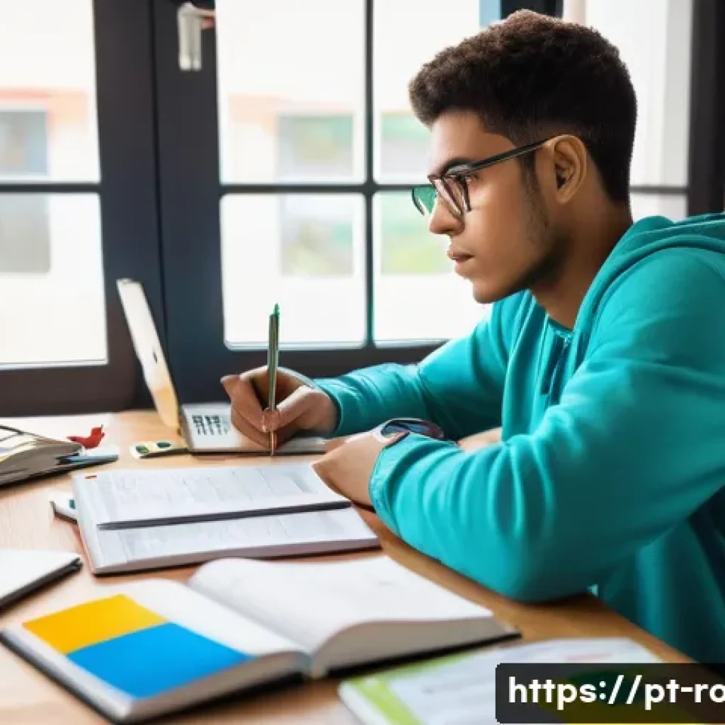 도로교통사 자격증 준비 도서 추천 - A focused young adult studying at a cozy desk filled with Brazilian driving license theory books, co...