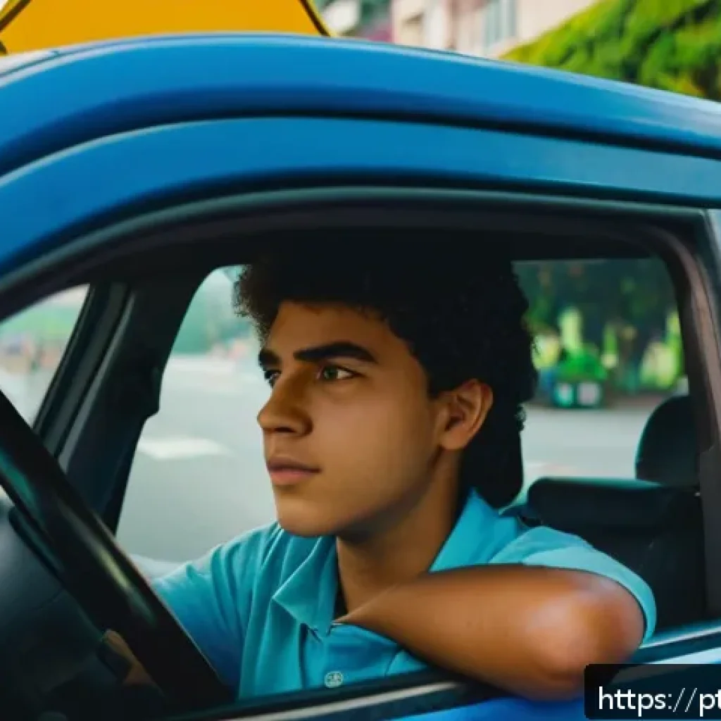 도로교통사 실기시험 합격 사례 분석 - A young adult Brazilian driver during a practical driving exam in an urban environment, wearing a se...
