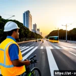 도로교통사 관련 직무의 장래성 - Photorealistic future-focused traffic engineering scene in São Paulo, Brazil, a Brazilian road traff...